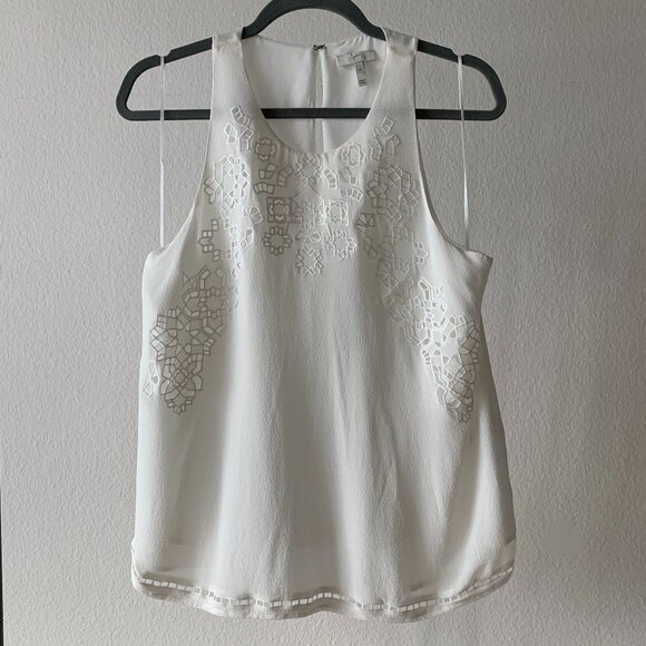 ✨ JOIE Embroidered Silk Sleeveless 'Perdue' Tank – Romantic & Elegant! ✨ - Picture 1 of 5